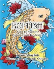 Color by Numbers Adult Coloring Book of Koi Fish