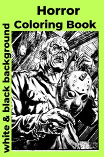 Horror Coloring Book White & Black Background
