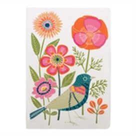 Avian Friends Embroidered Handmade Journal