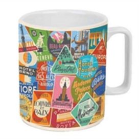 Troy Litten Vintage Travel Labels Boxed Mug