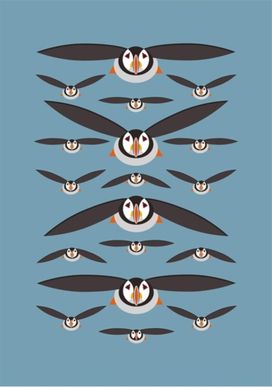 Flying Puffins A5 Hardback Notebook