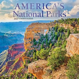 America's National Parks | 2027 12 x 24 Inch (Hanging) Monthly Square Wall Calendar | Foil Stamped Cover | Plato | Yosemite Yellowstone