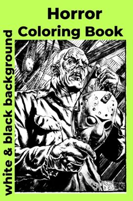 Horror Coloring Book White & Black Background